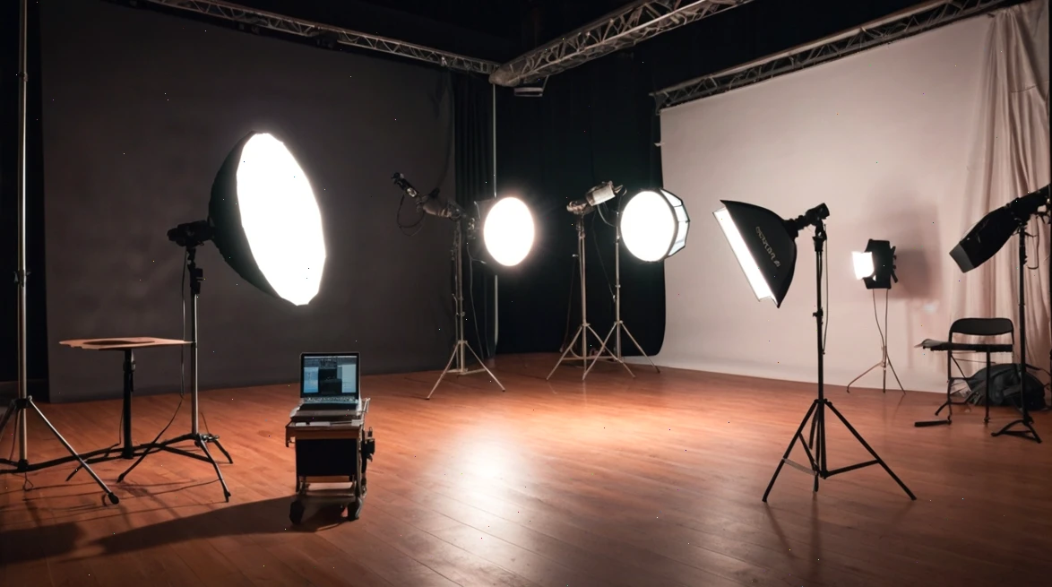 Nastavenie svetla vo fotokštúdiu so softboxami a odrazkami