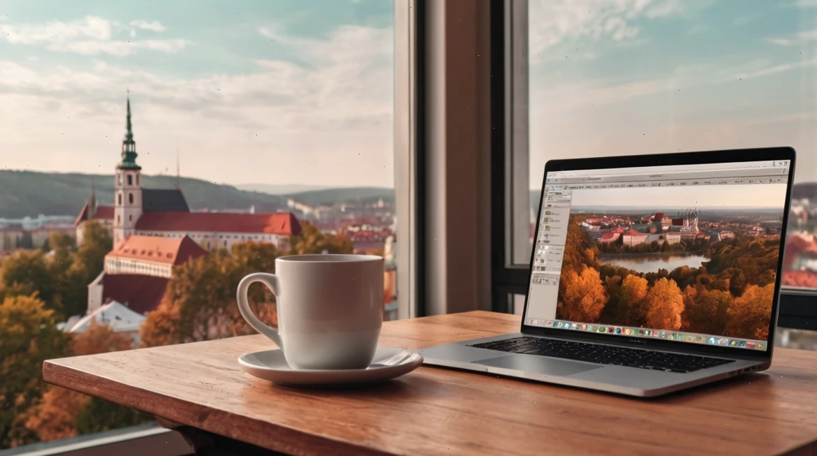 Obrazovka notebooku s programom na úpravu fotografií